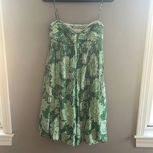 ZARA Floral Green Bubble Hem Sundress M
